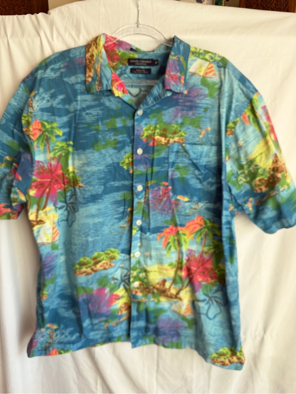 Daniel Cremieux Hawaiian Shirt Mens XLT Button Down Short Sleeve Camp Beach